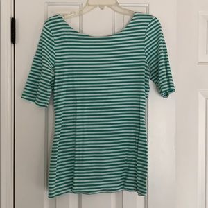 Green stripe half sleeve shirt